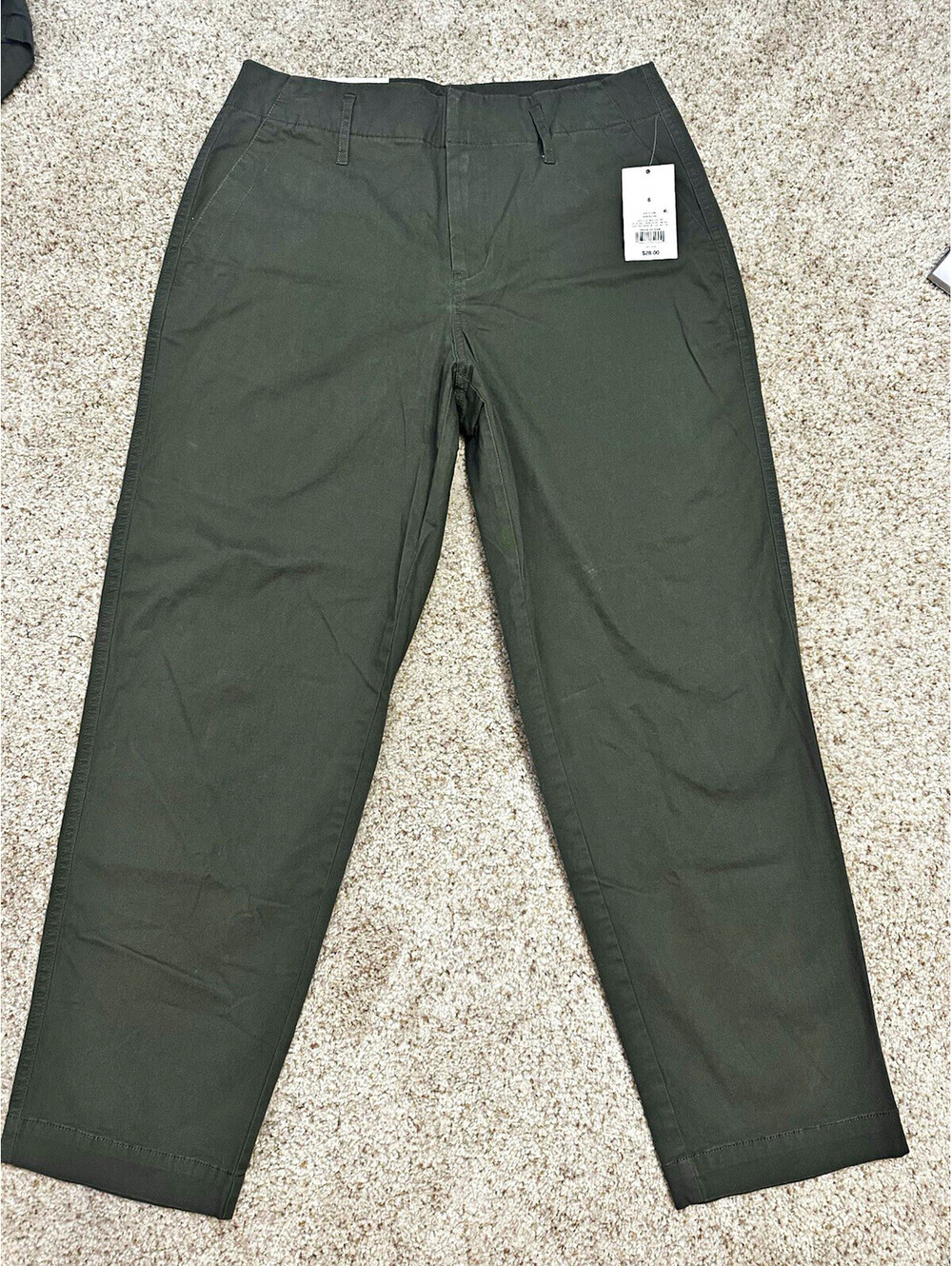 A New Day High Rise Straight Leg Stretch Pants, Women's 8 Regular, Green Solid